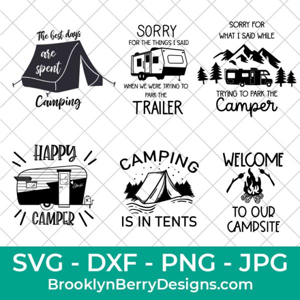 collage image of camping svg files